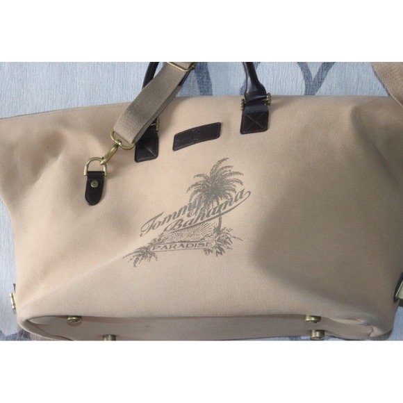 Tommy Bahama Paradise Island Hopper Weekender Duffel Bag Canvas Leather - Picture 2 of 6